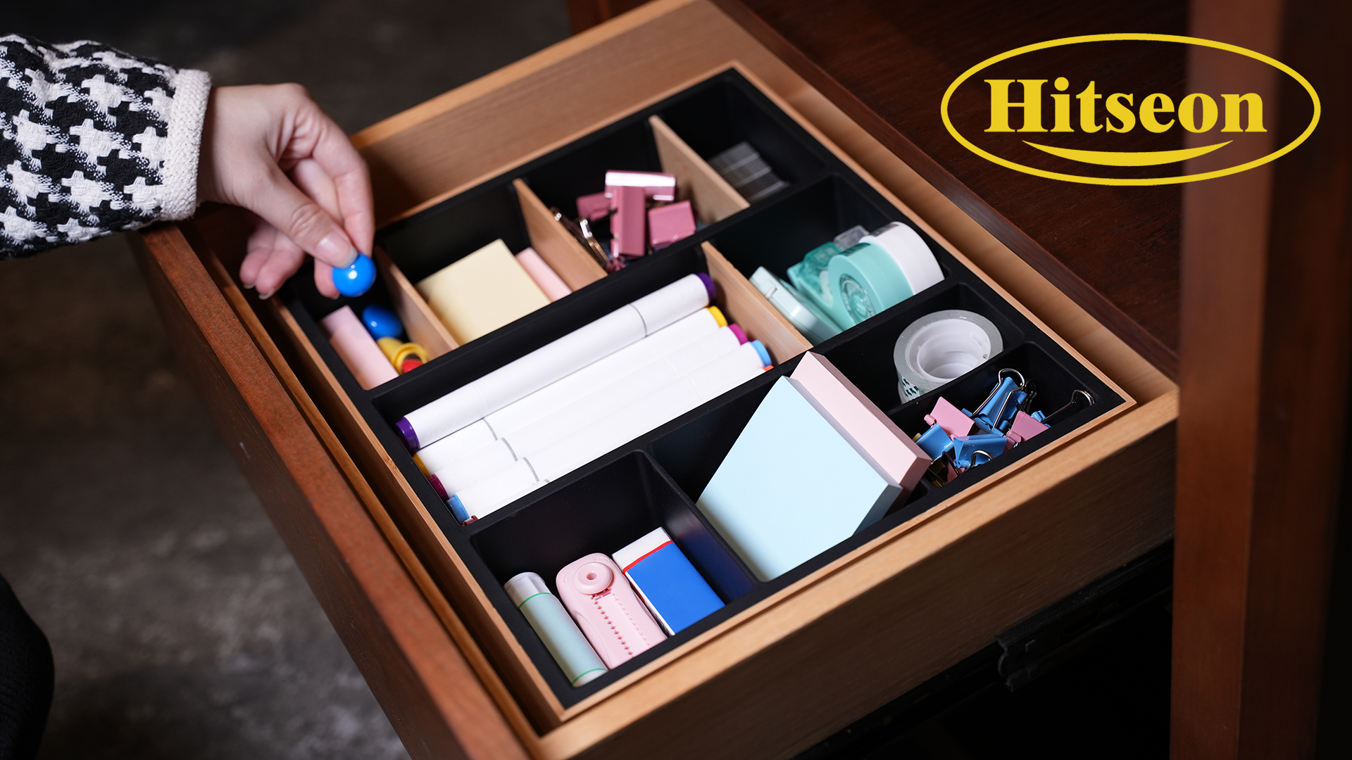Amazon.com: Hitseon Bamboo Desk Drawer Organizer Tray, Silicone
